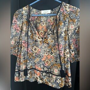 THE GREAT. Multicolor Floral Blouse